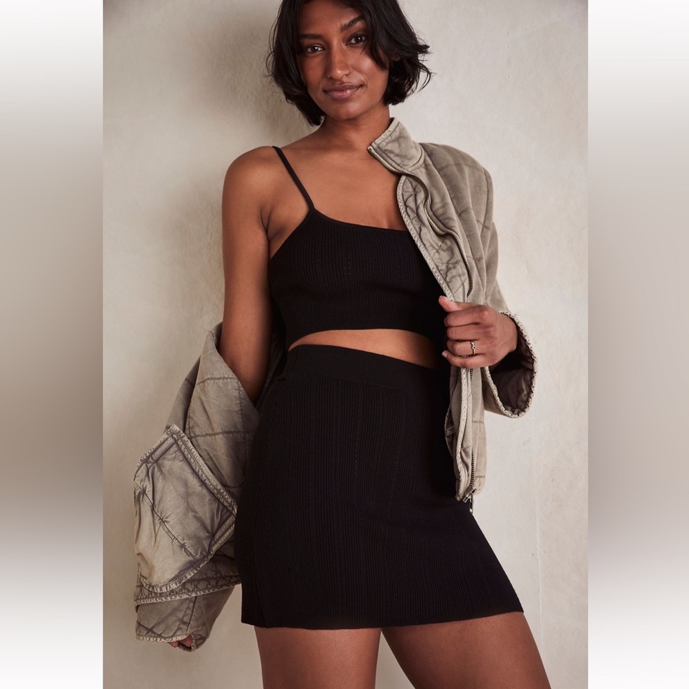 Free People Black Knit Set